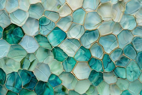 Oceanic Mosaic in Teal and Gold
