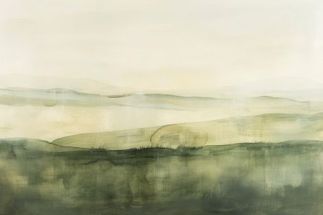 Misty Green Hills at Dawn