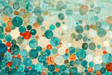 Turquoise Tide of Floating Spheres