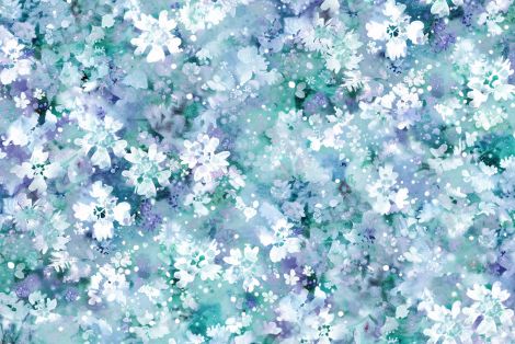 Ethereal Frost Blossoms in Blue Mist