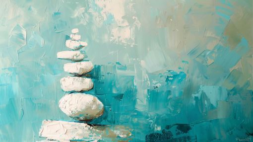 Balanced Stones in Turquoise Serenity