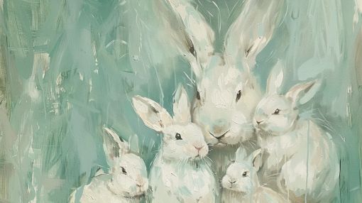 White Rabbit Family in Soft Light