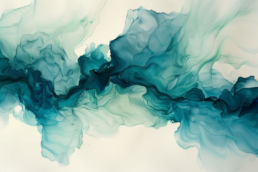 Flowing Teal Currents on White