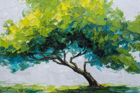 Windswept Tree in Emerald Light
