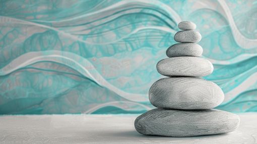 Zen Stones Against Turquoise Waves
