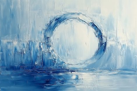 Ethereal Blue Circle Over Water