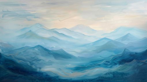 Misty Blue Mountain Ridges at Dawn