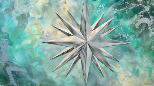 Silver Starburst on Turquoise Canvas