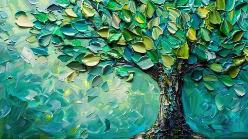 Emerald Tree in Textured Bloom