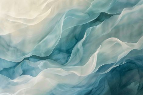 Flowing Teal Waves in Soft Light