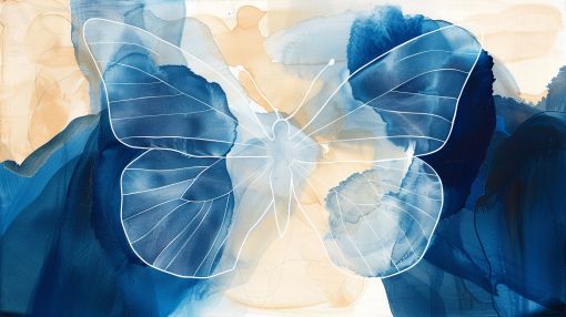 Ethereal Blue Butterfly in Watercolor