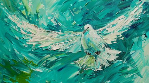 White Dove Soaring in Turquoise Sky