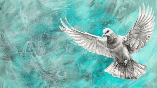 White Dove Soaring in Turquoise Sky