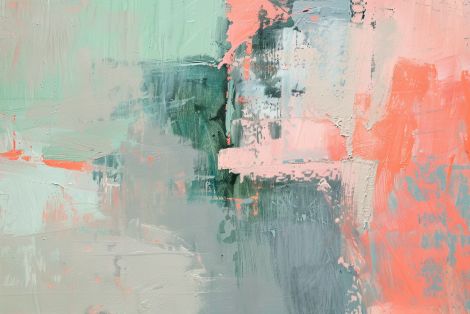 Coral Mist Over Teal Waters