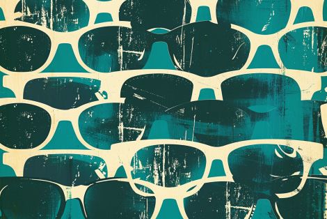 Retro Sunglasses in Teal and Cream