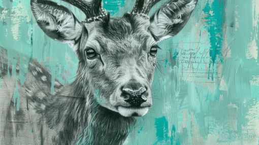 Noble Stag in Teal Reverie