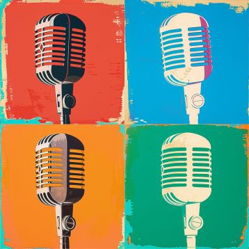 Retro Microphone Pop Art Quartet