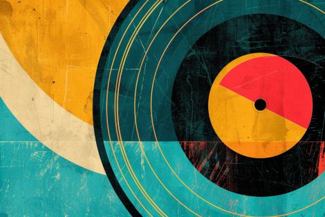 Retro Vinyl Record in Bold Color