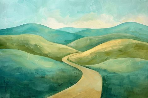 Winding Path Through Rolling Green Hills