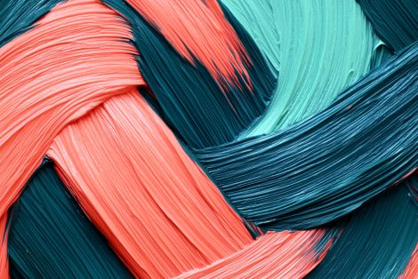 Coral and Teal Woven Brushstrokes