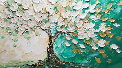 Blossoming Tree in Turquoise Breeze