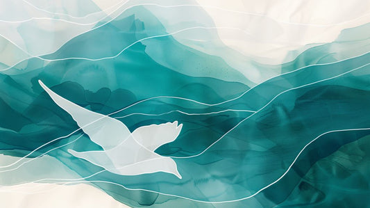Seabird Soaring Through Teal Waves