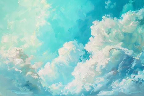 Billowing Clouds in Turquoise Sky