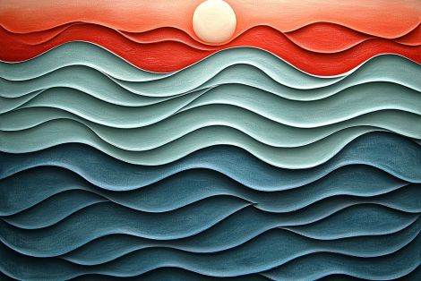 Sculpted Waves at Crimson Sunset