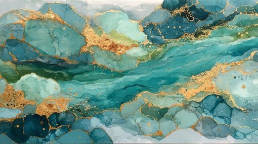 Golden Veins Through Oceanic Depths
