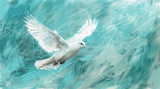 White Dove Soaring Through Turquoise Skies