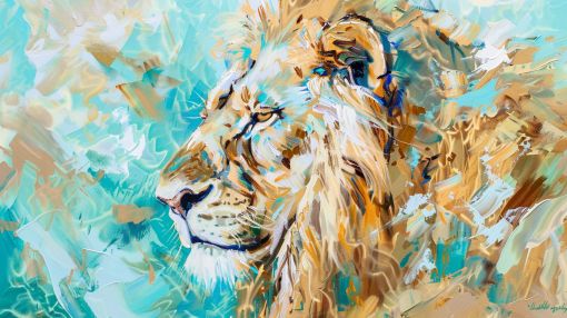 Majestic Lion in Turquoise Light