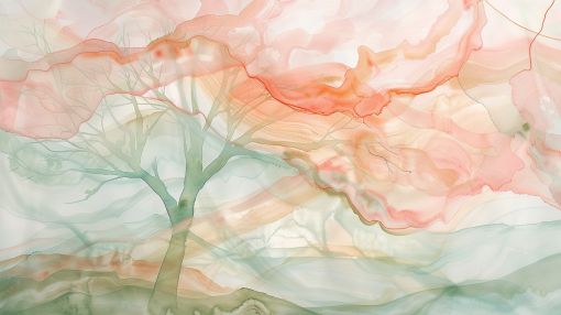 Ethereal Tree in Pastel Mist