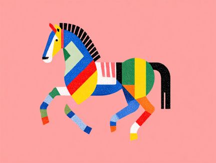 Colorful Geometric Horse in Motion