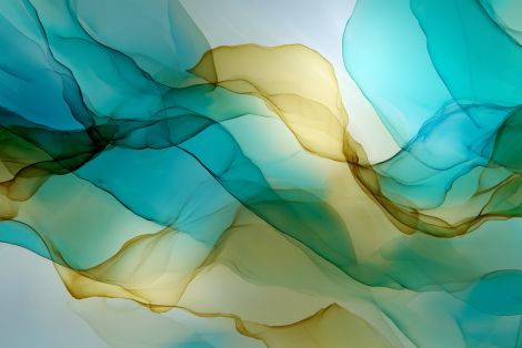 Flowing Teal and Gold Silk Waves