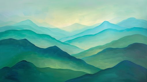 Emerald Mountain Layers at Dawn