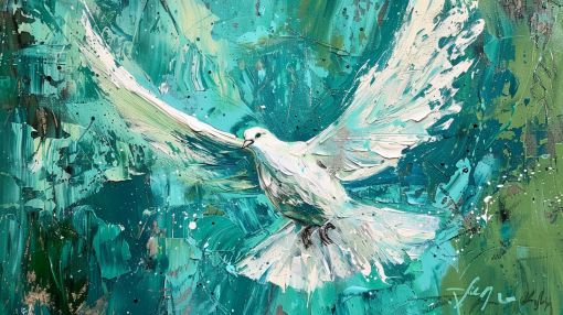 White Dove in Teal Splendor