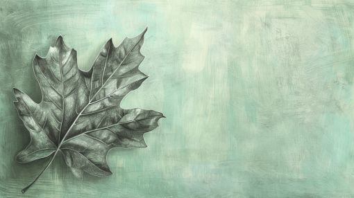 Silver Maple Leaf on Sage Green