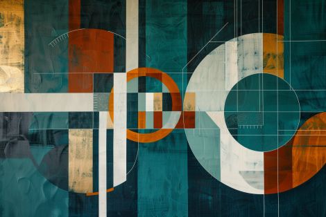 Geometric Harmony in Teal and Rust