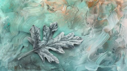 Silver Oak Leaf on Turquoise Patina