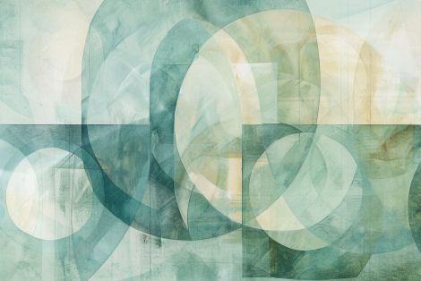 Ethereal Circles in Jade and Mist