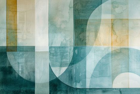 Translucent Geometry in Teal and Gold