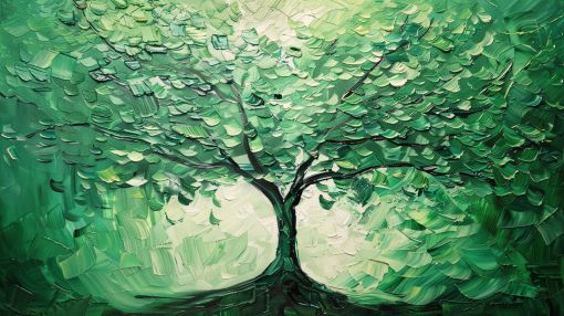 Emerald Tree of Life Impasto