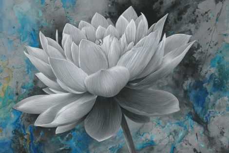Silver Lotus on Azure Stone