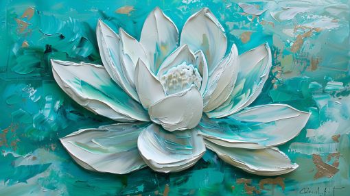 White Lotus in Turquoise Waters