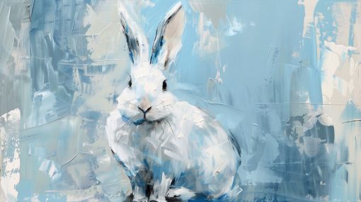 Winter White Rabbit in Blue