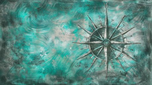 Weathered Compass on Teal Seas