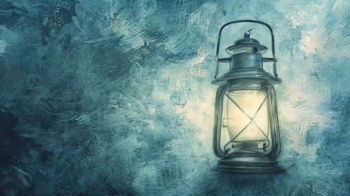 Vintage Lantern in Blue Mist