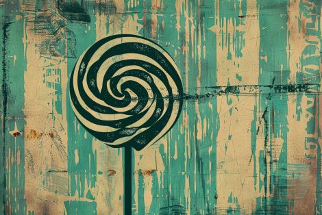 Vintage Swirl Lollipop on Weathered Teal
