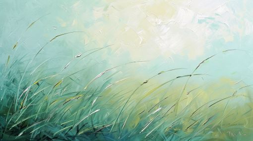 Windswept Grass in Morning Mist