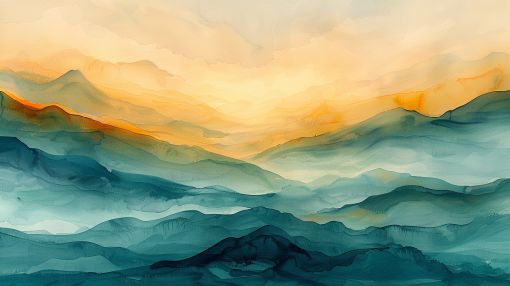 Golden Dawn Over Misty Mountains